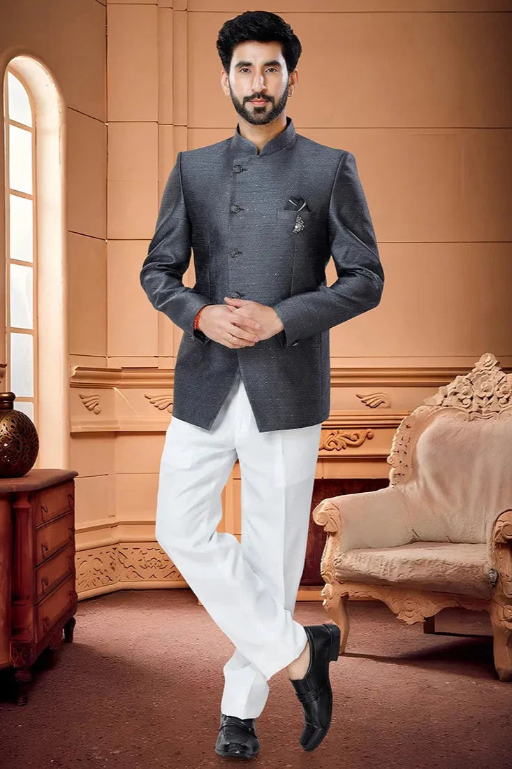 Aarav Grey Jodhpuri Suit