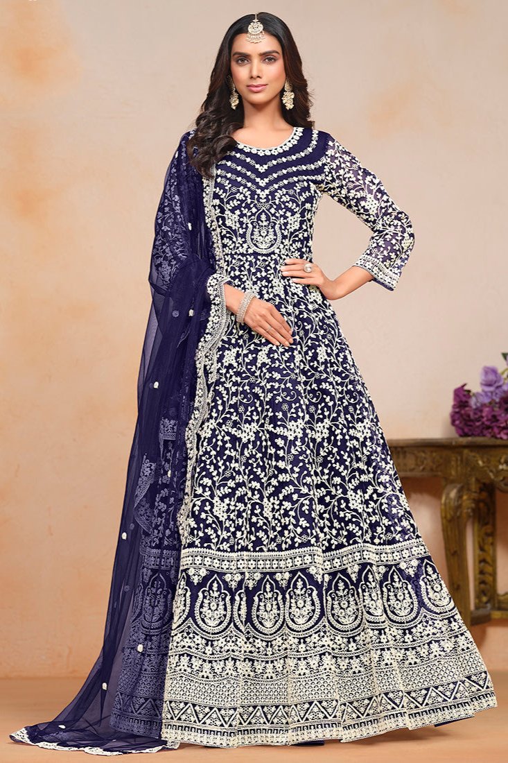 Aditi Blue Net Anarkali Suit