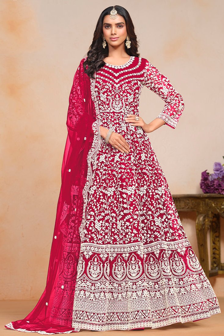 Aditi Pink Net Anarkali Suit