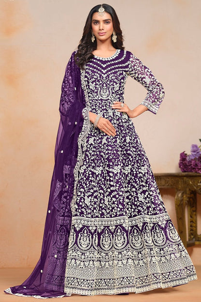 Aditi Purple Net Anarkali Suit