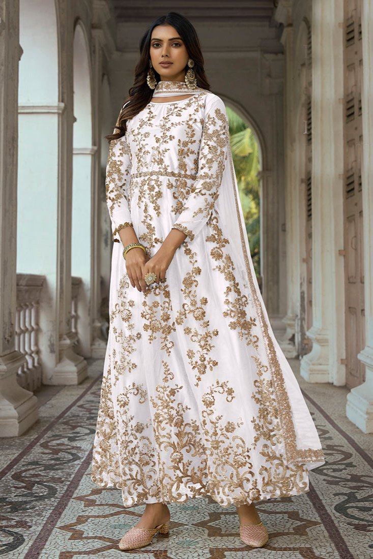 Alina Anarkali Suit - White