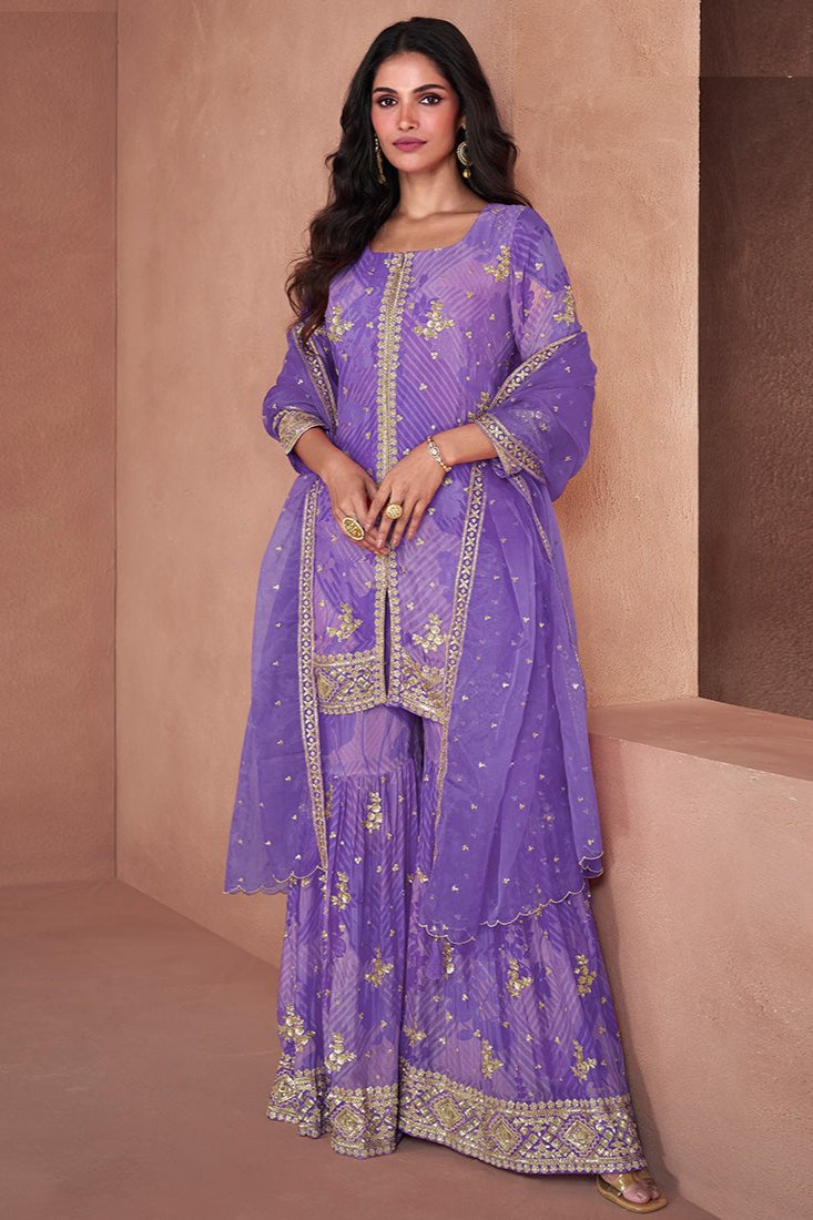 Amrit Palazzo Suit - Purple