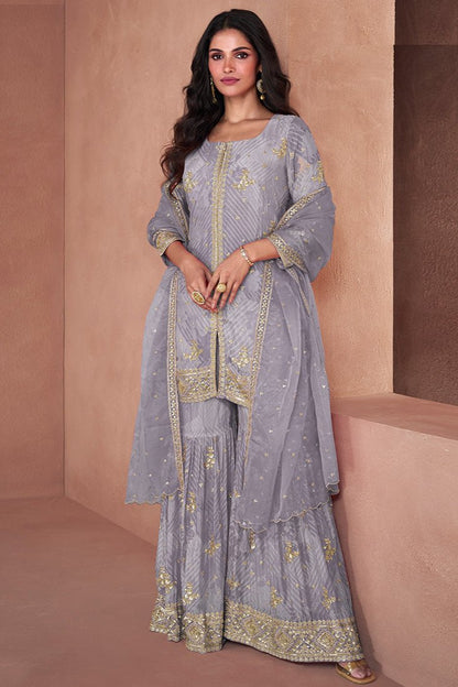 Amrit Palazzo Suit - Silver