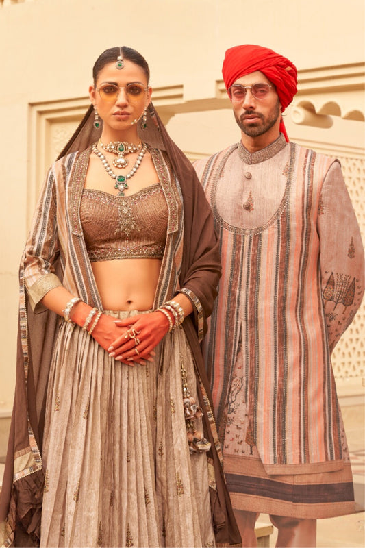 Arhaan & Ishani Brown Bride & Groom Ensemble