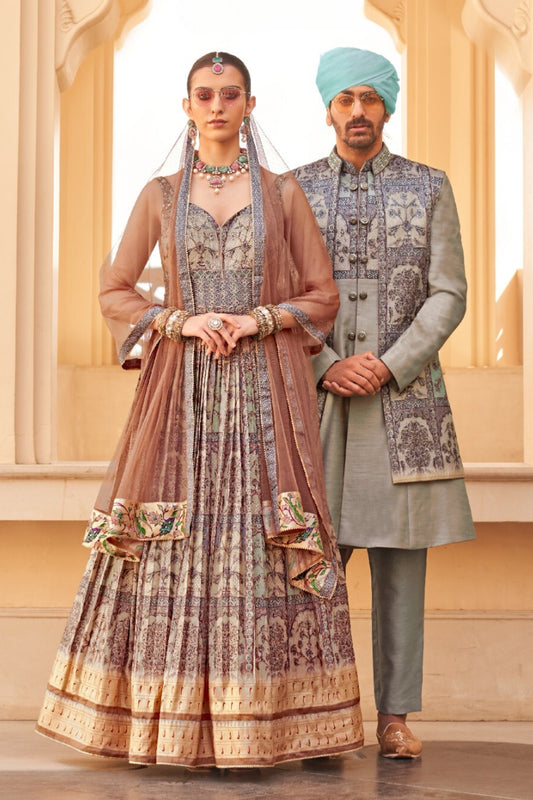 Arnav & Tara Grey Bride & Groom Ensemble