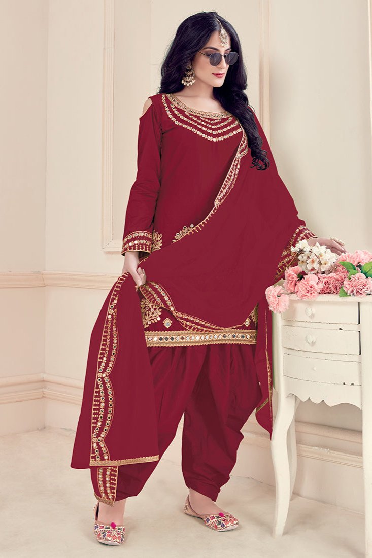 Ayesha Patiala Suit - Dark Pink