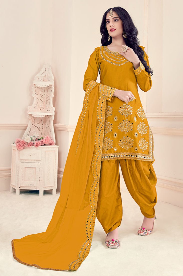 Ayesha Patiala Suit - Mustard