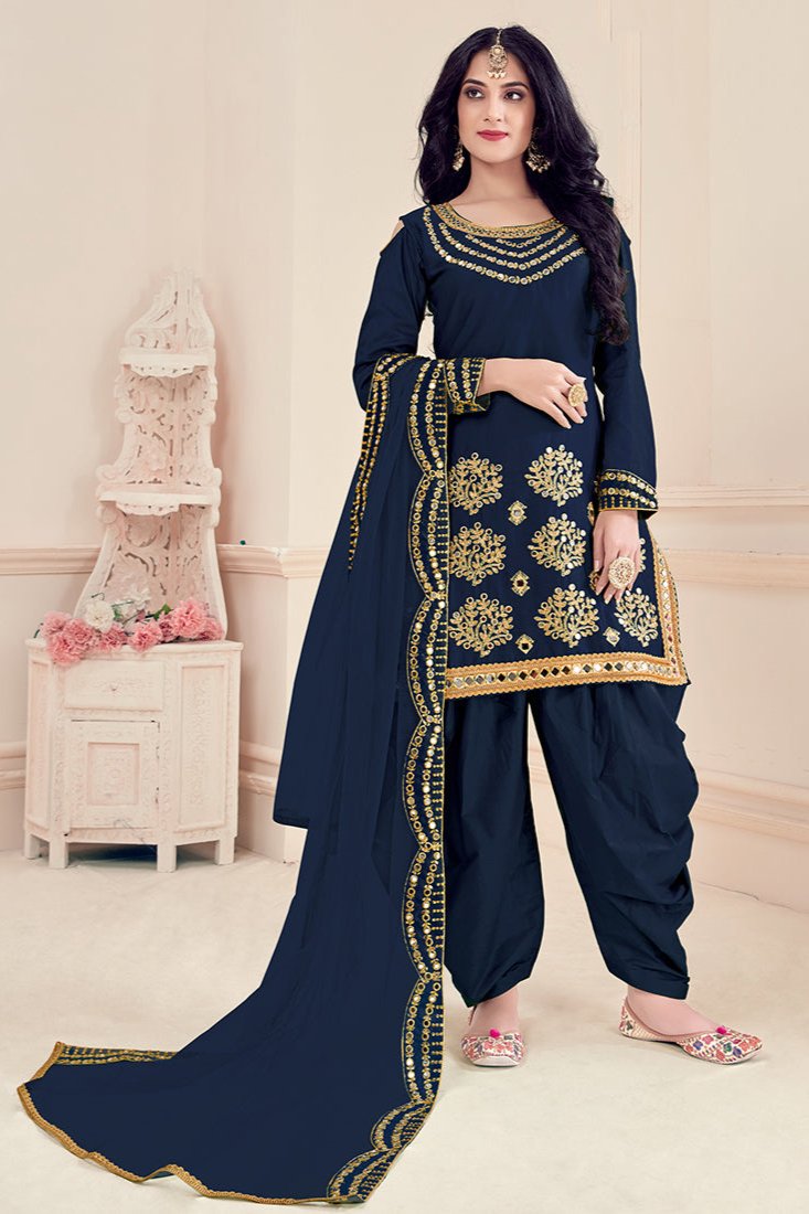 Ayesha Patiala Suit - Navy Blue