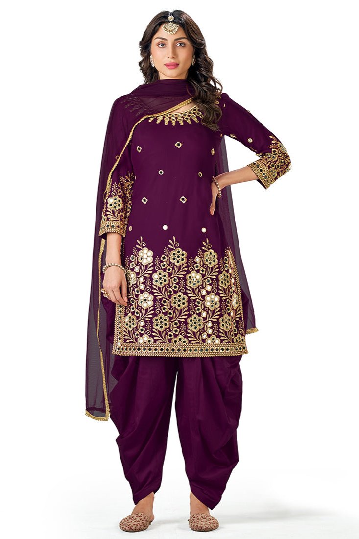 Chhavi Silk Patiala Suit - Purple