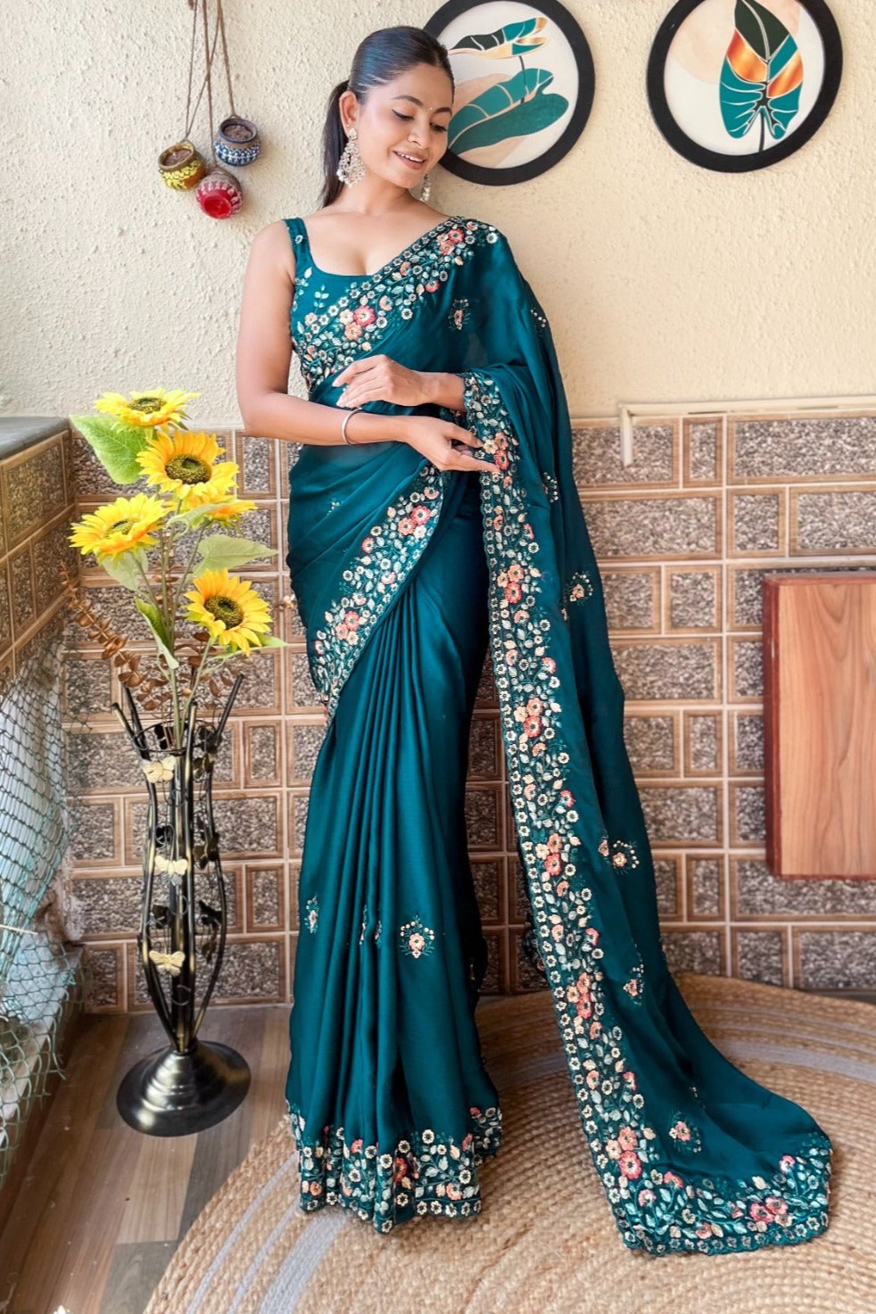 Divyanka Saree - Teal