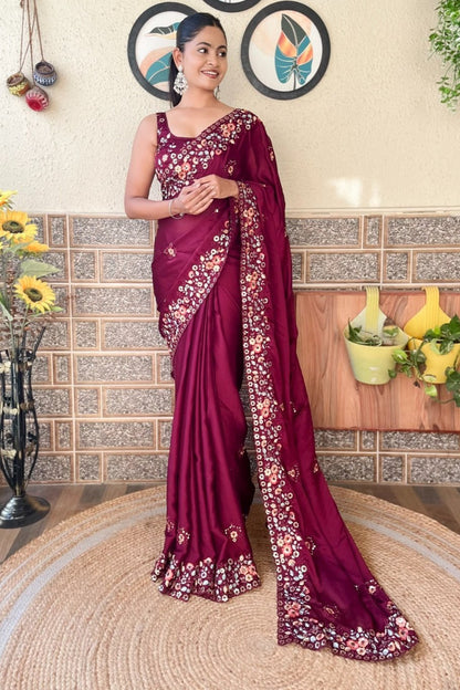 Divyanka Saree - Wine