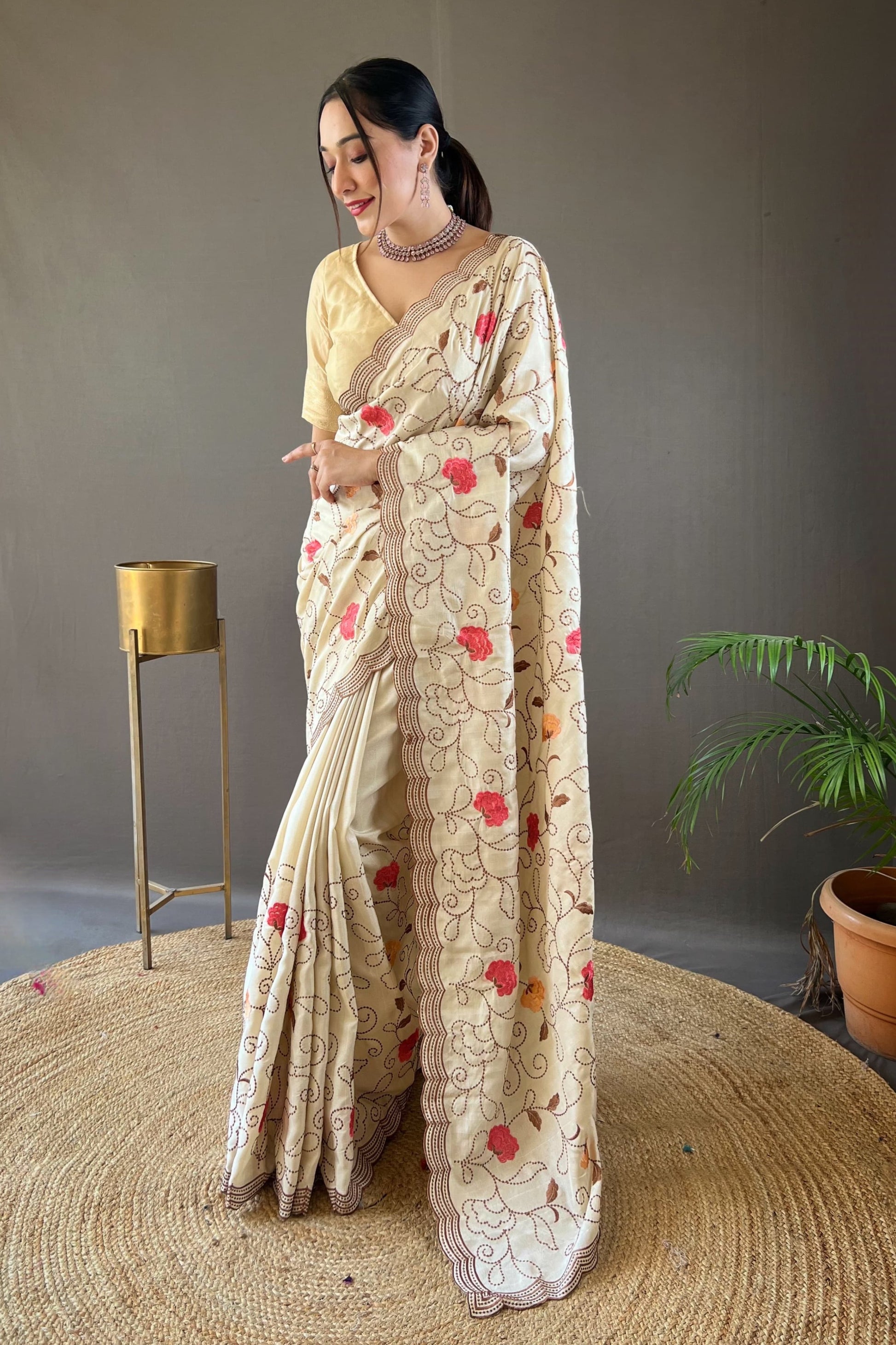 Elina Saree - Beige