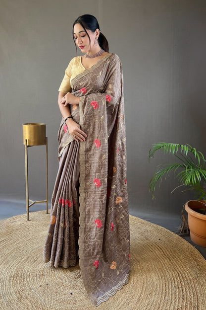 Elina Saree - Brown