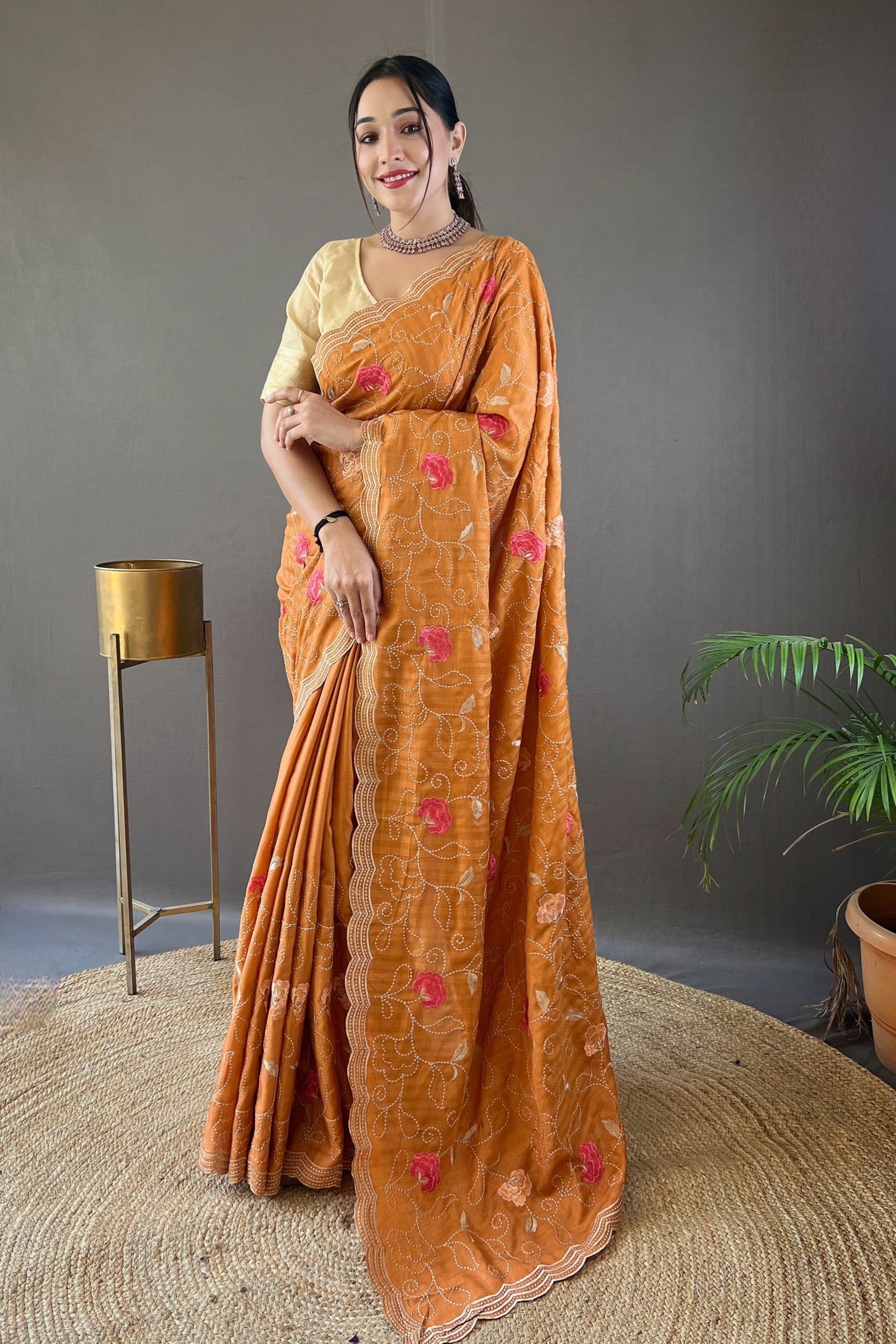 Elina Saree - Orange