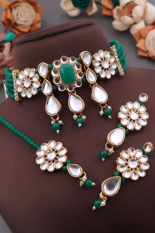 Eshanya Crystal Jewellery Set - Green