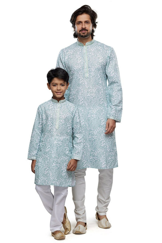 Aarush & Arnav Father-Son Kurta Pajama Set - Blue