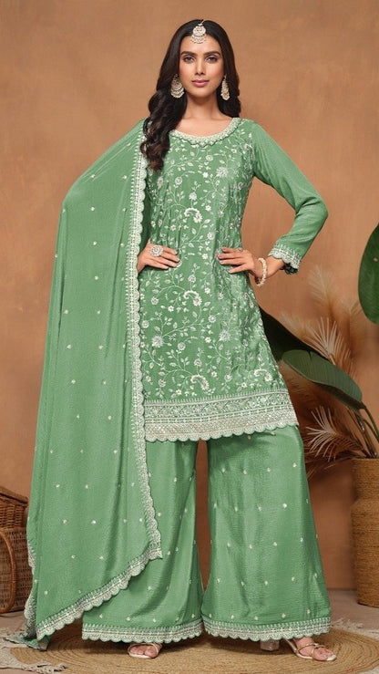 Aleena Embroidered Palazzo Suit Set