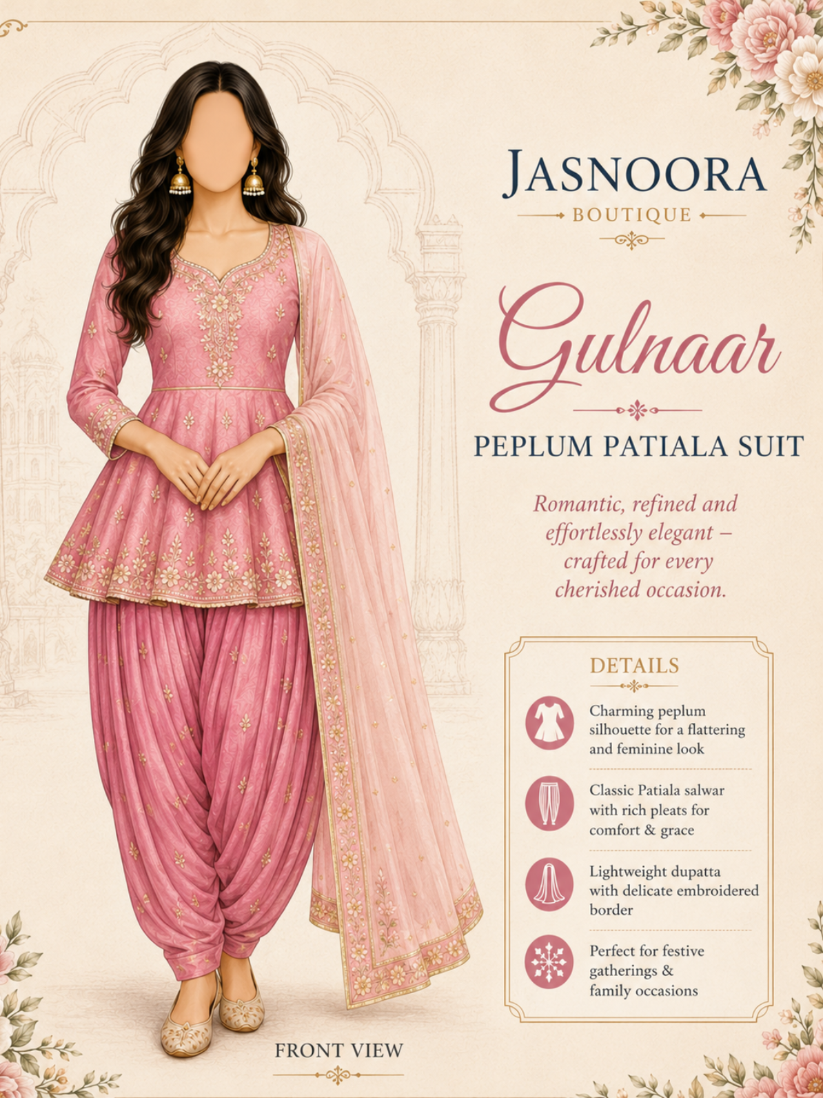 Gulnaar Peplum Patiala Suit — Made For You