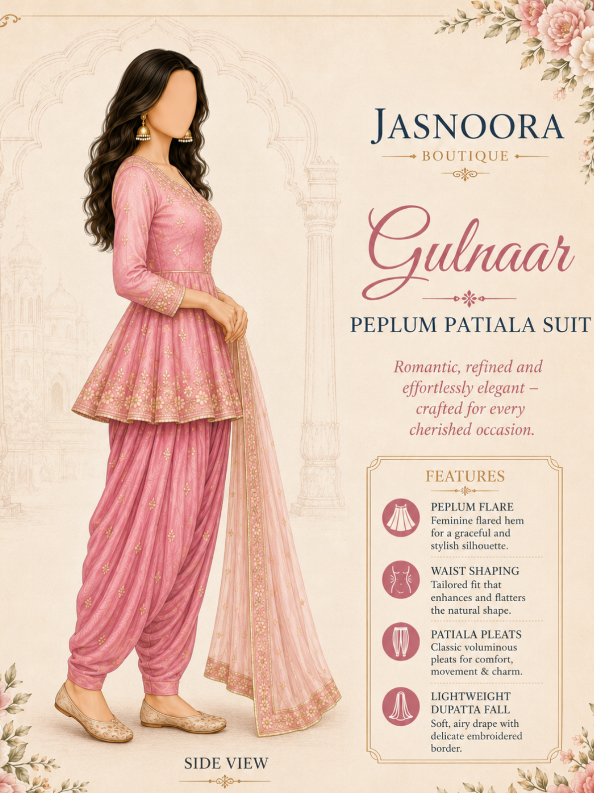 Gulnaar Peplum Patiala Suit — Made For You