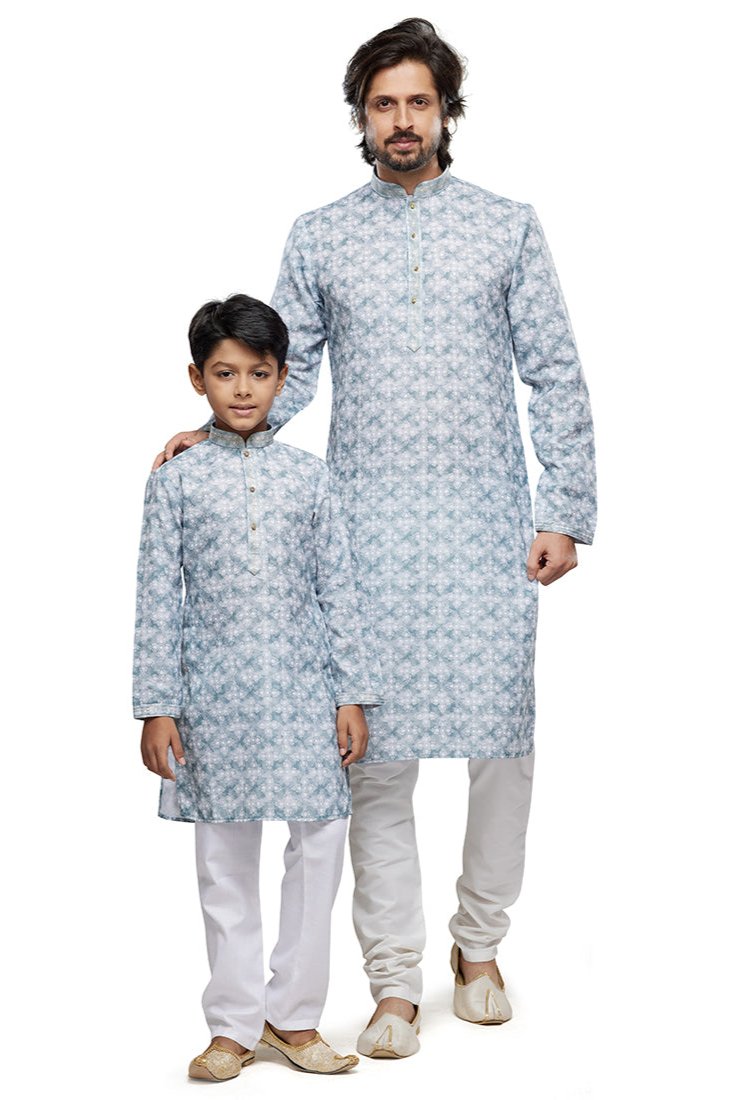 Ishaan & Aarav Father-Son Kurta Pajama Set - Navy