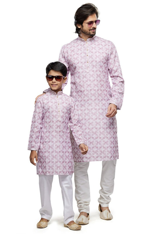 Ishaan & Aarav Father-Son Kurta Pajama Set - Purple