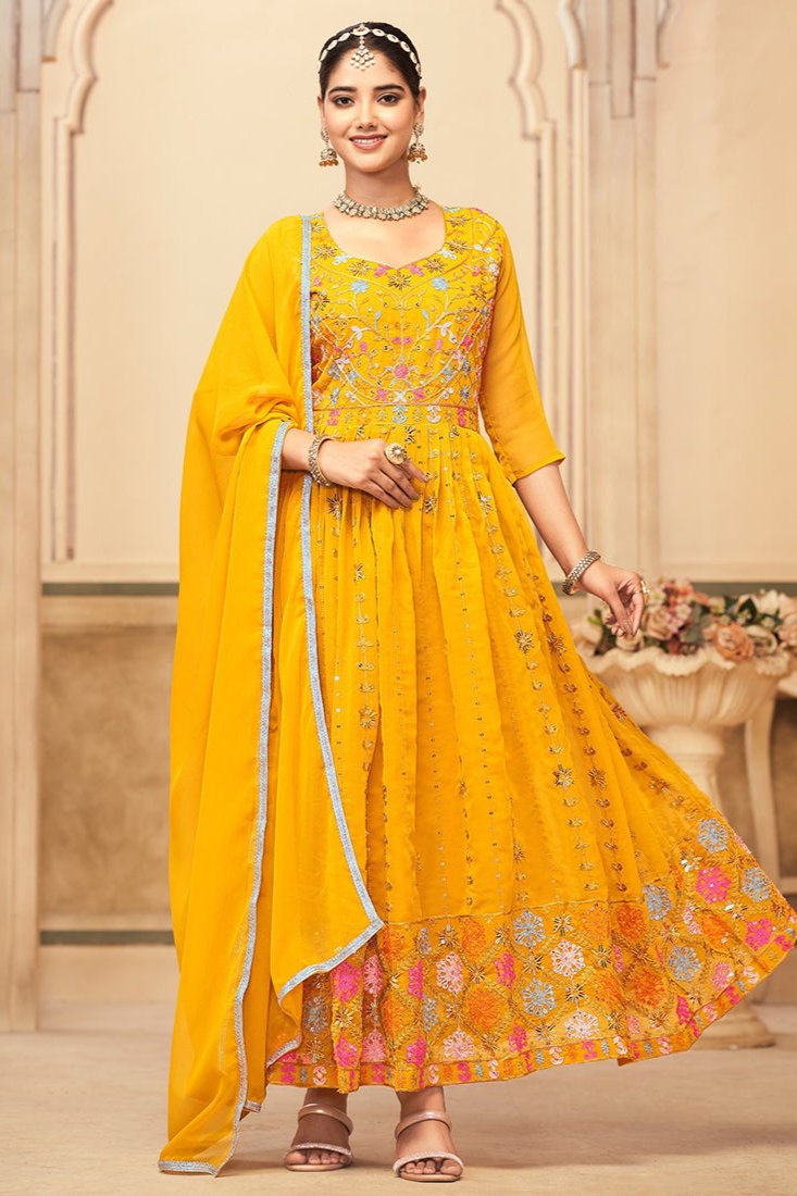 Ishani Anarkali Suit - Mustard