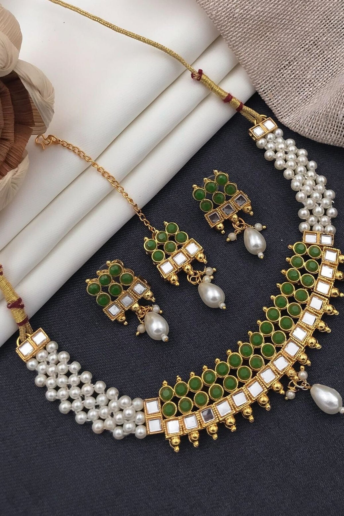 Kiara Kundan Jewellery Set - Green