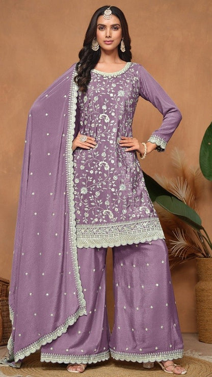 Aleena Embroidered Palazzo Suit Set