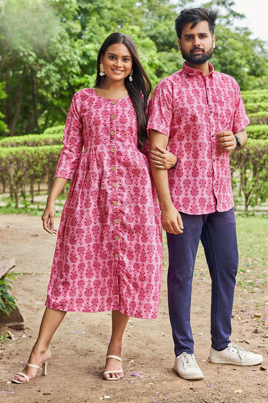 Matching Kurti & Shirt Set - Pink