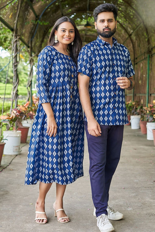 Matching Kurti & Shirt Set - Blue