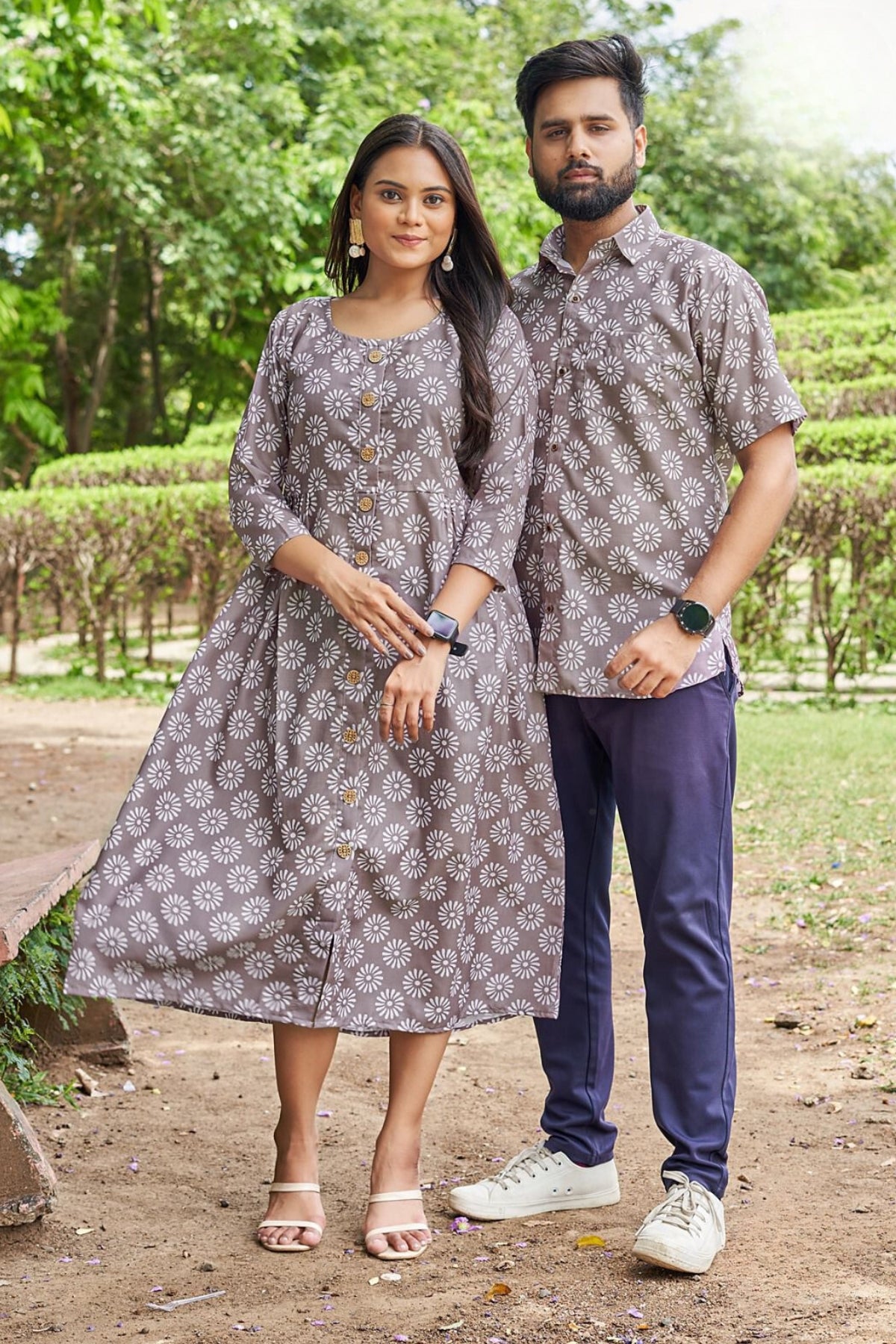 Matching Kurti & Shirt Set - Grey