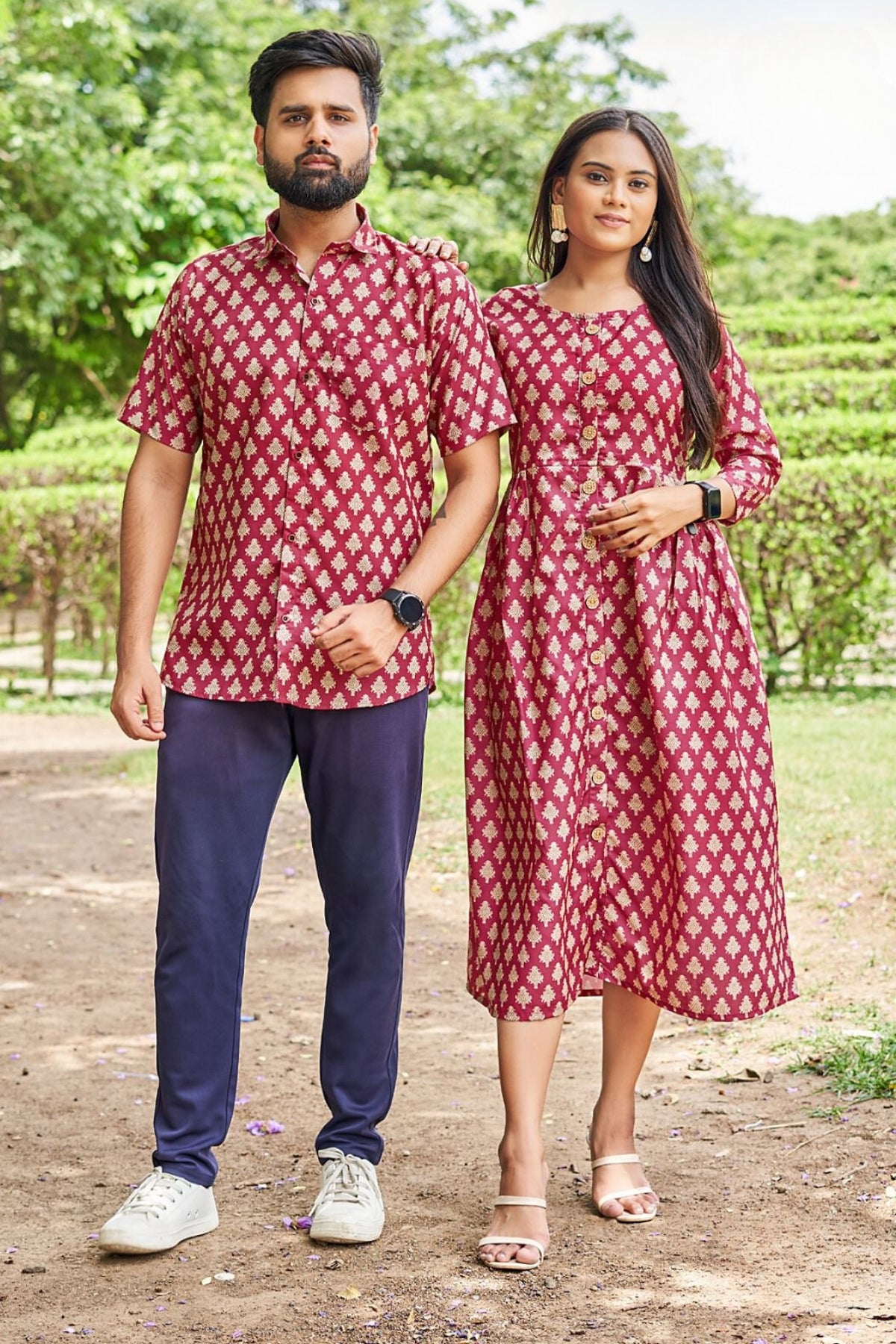 Matching Kurti & Shirt Set - Red