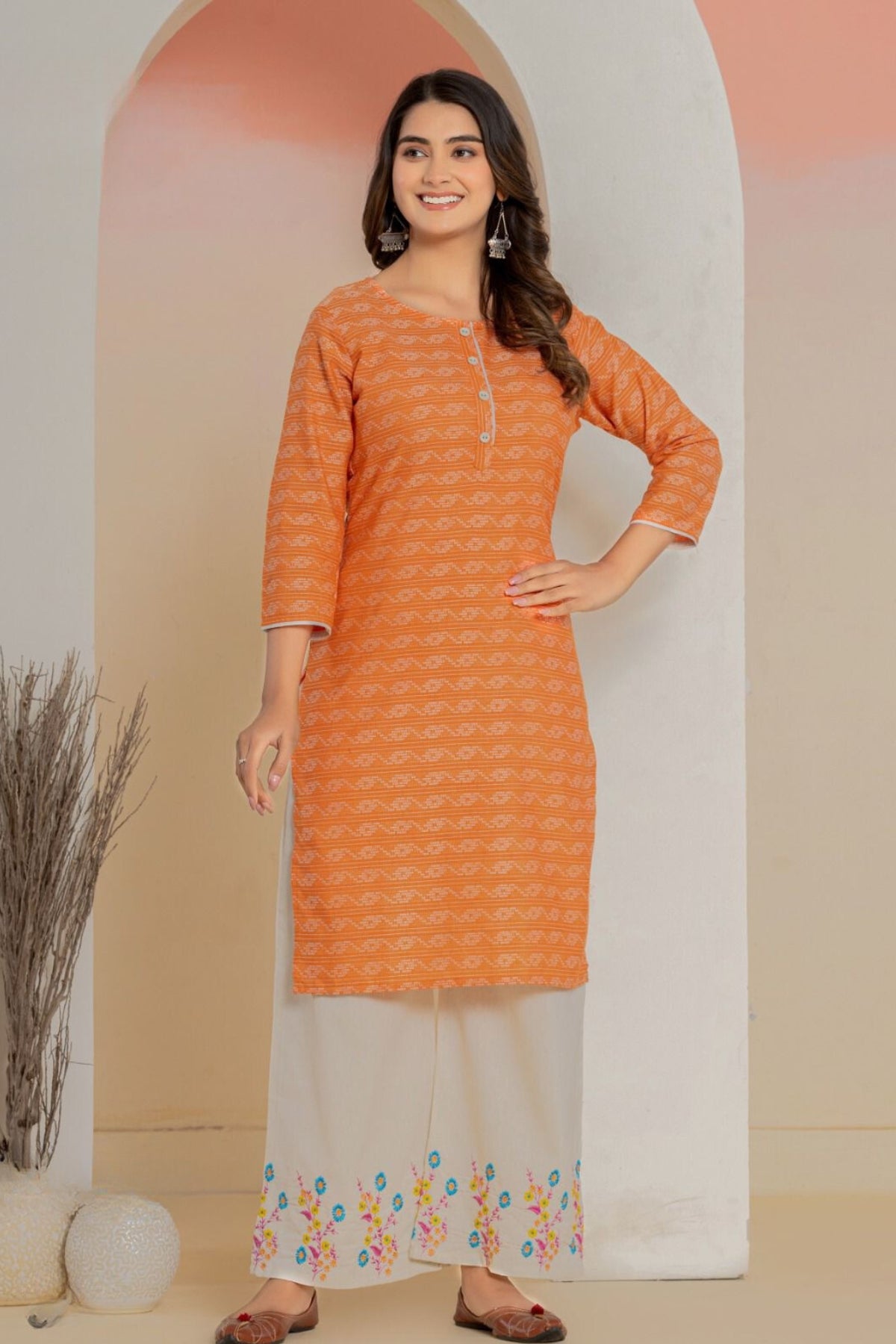 Mehal Yarn-Dyed Kurti With Palazzo Pants