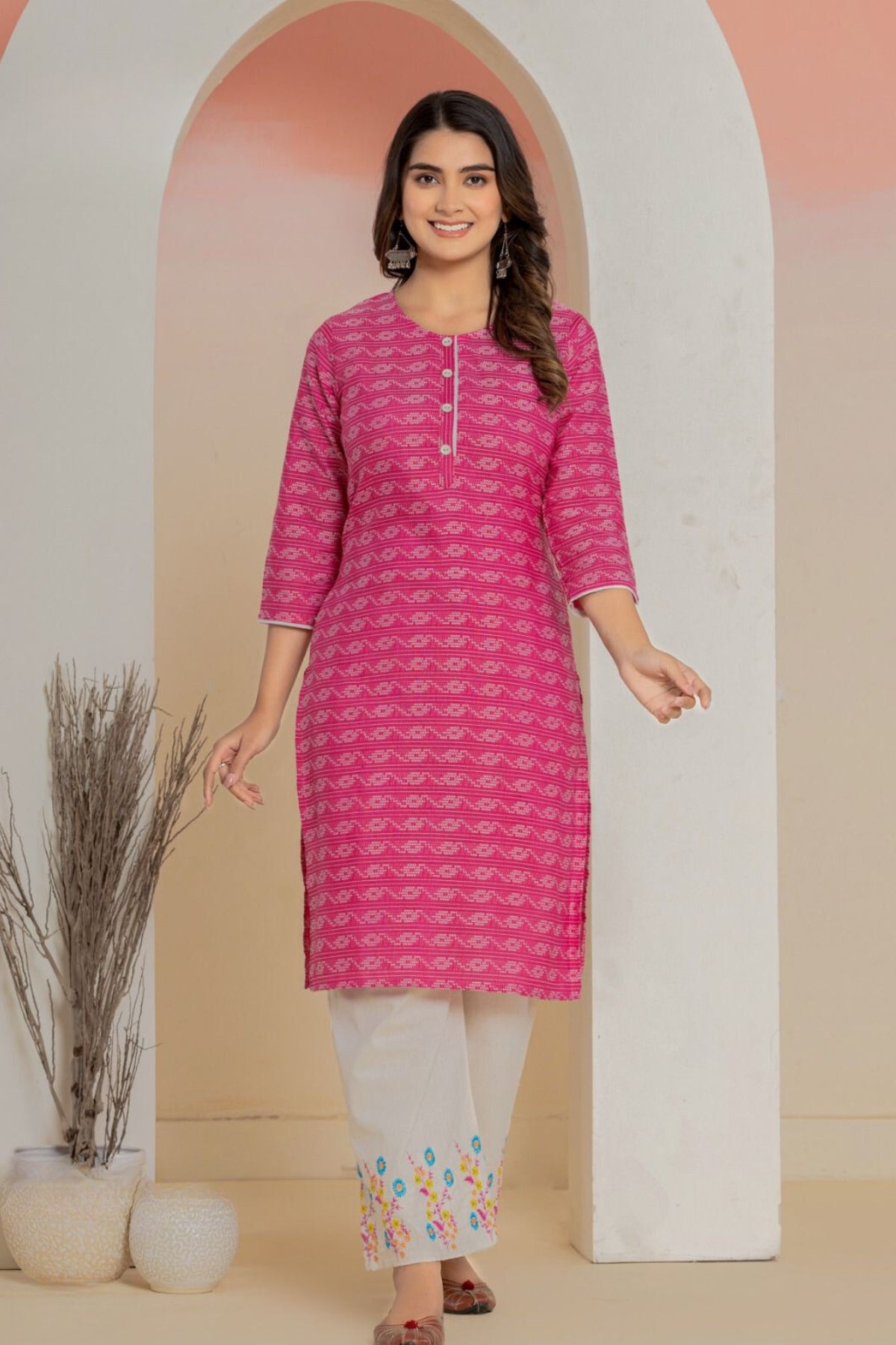 Mehal Yarn-Dyed Kurti With Palazzo Pants