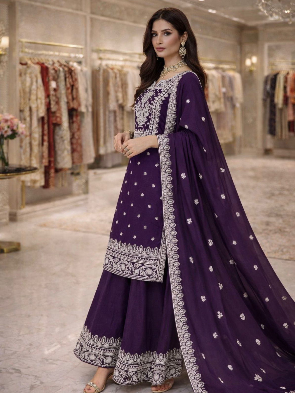 Meher Embroidered Palazzo Suit