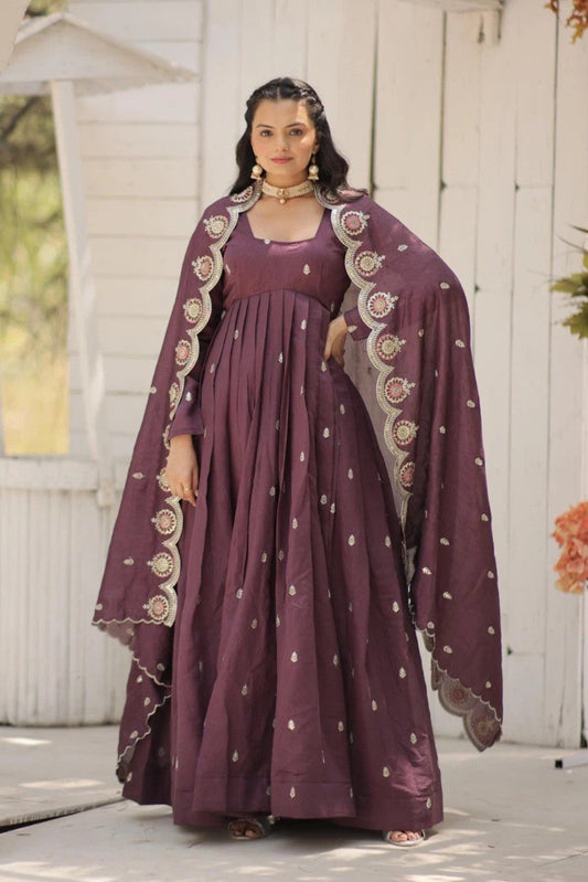 Myra Shimmer Gown with Dupatta