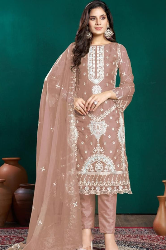 Naazneen Pakistani Suit - Peach