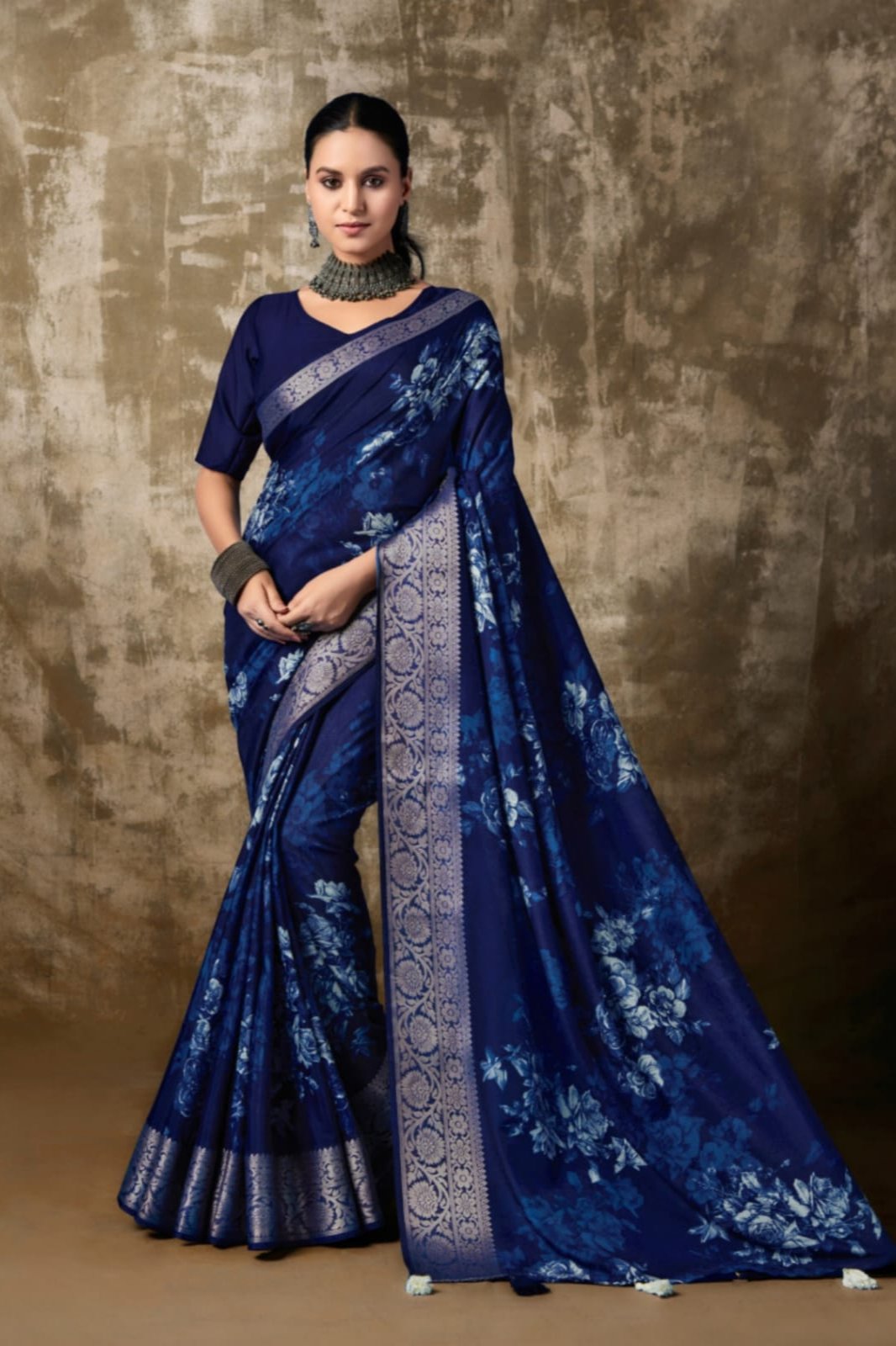 Navya Designer Saree - Dark Blue