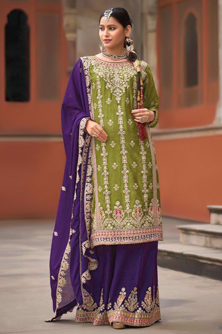 Neha Palazzo Suit - Green