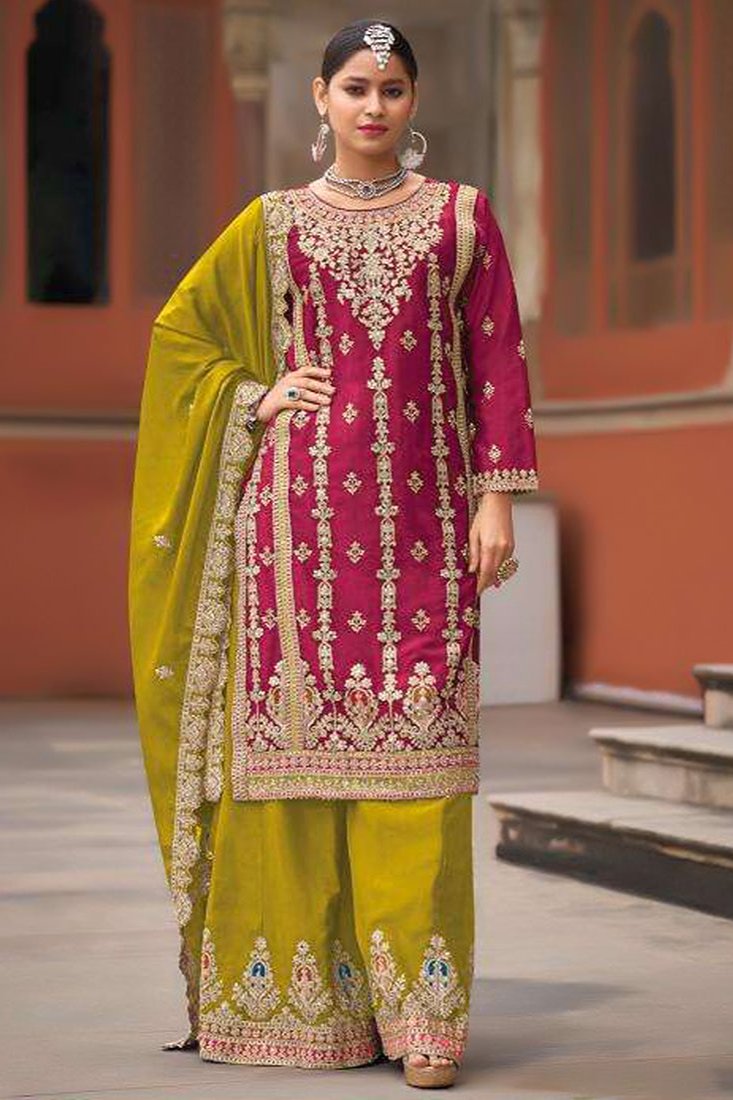 Neha Palazzo Suit - Hot Pink