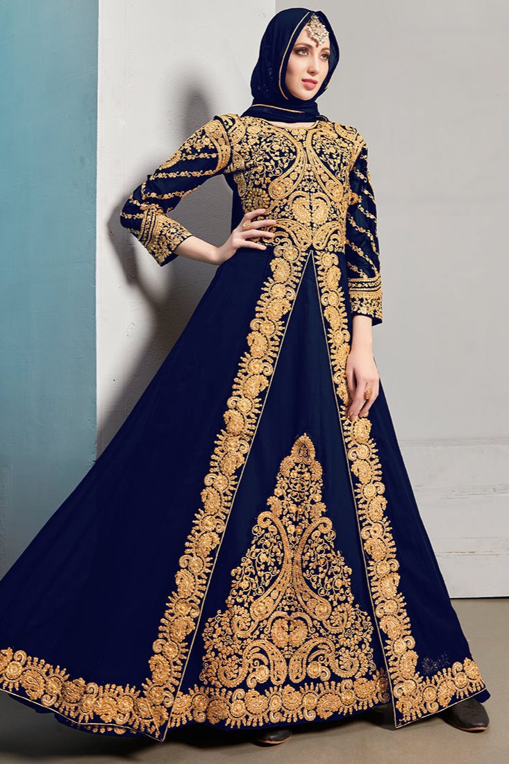 Nira Anarkali Suit - Navy Blue