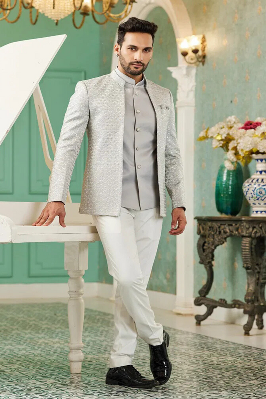 Nivesh Grey Jodhpuri Suit