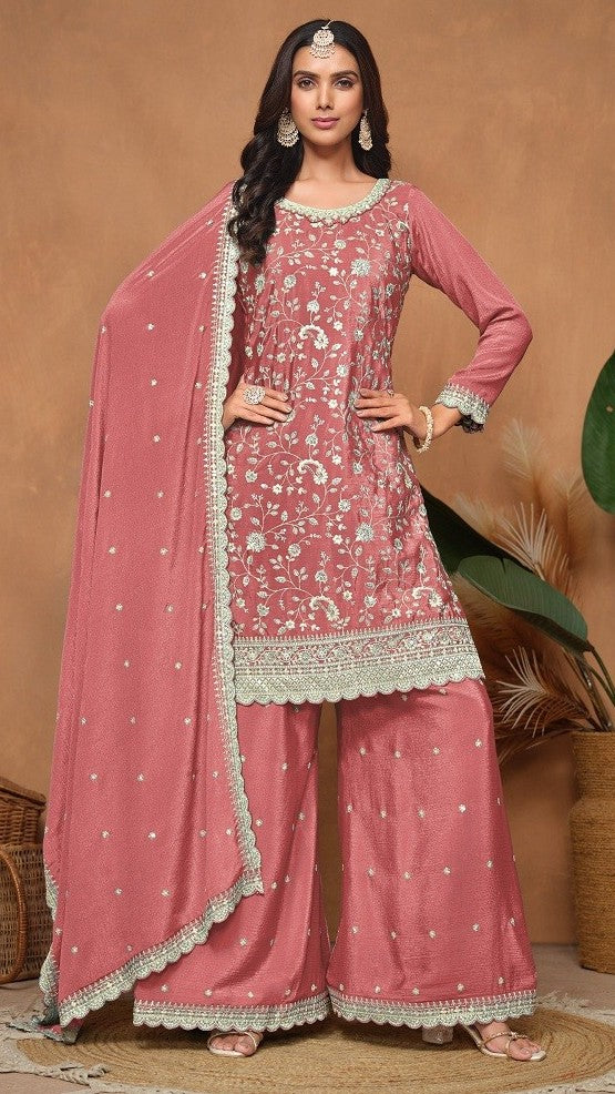 Aleena Embroidered Palazzo Suit Set
