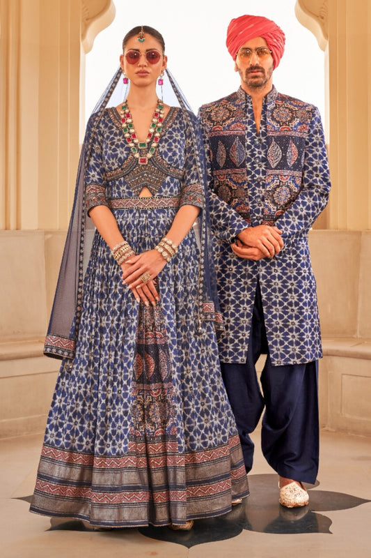 Raghav & Siya Blue Bride & Groom Ensemble