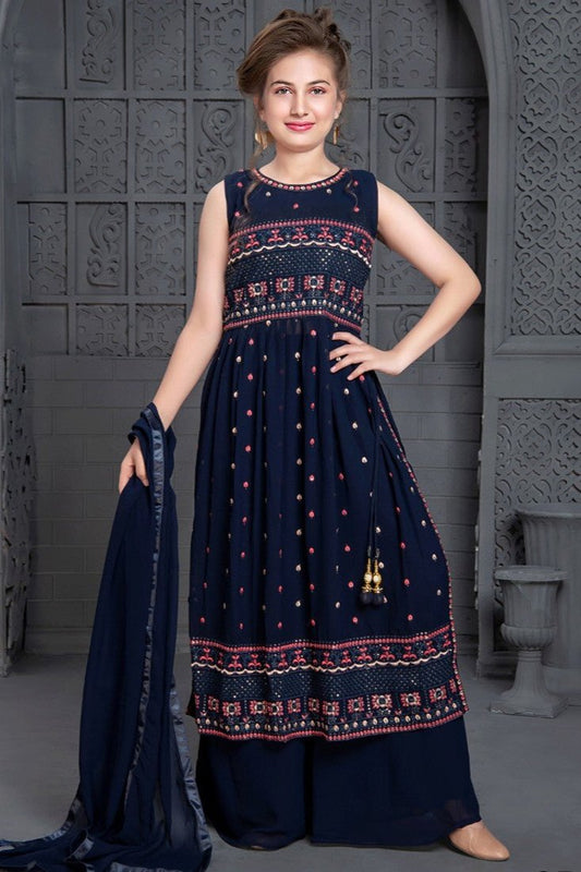 Raina Embroidered Girls Gown