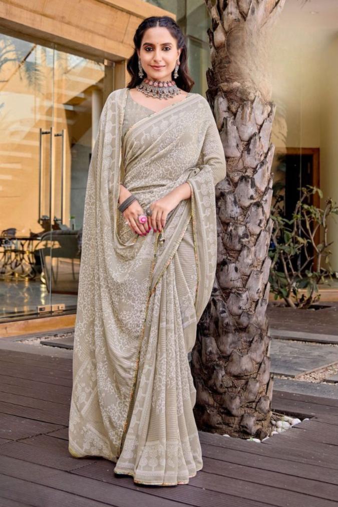 Ramija Saree - Beige