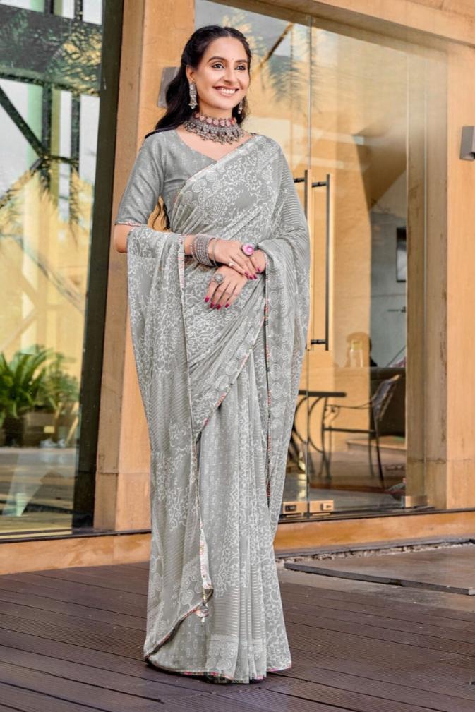 Ramija Saree - Grey