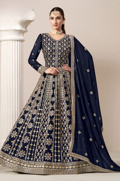 Rehmat Anarkali Suit - Blue