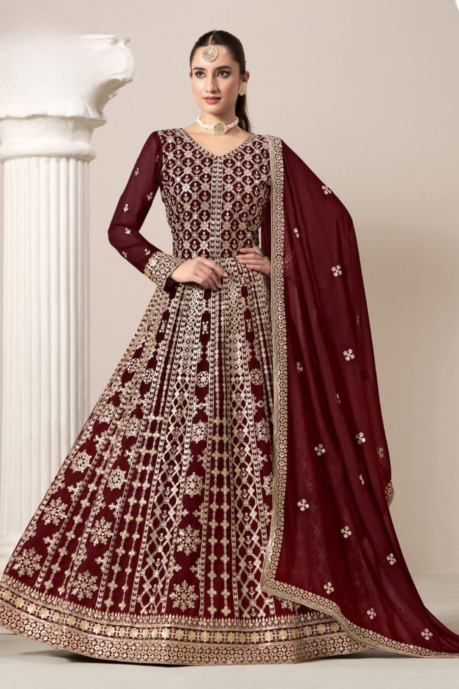 Rehmat Anarkali Suit - Red