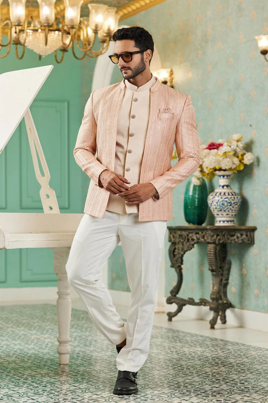 Reyom Peach Jodhpuri Suit